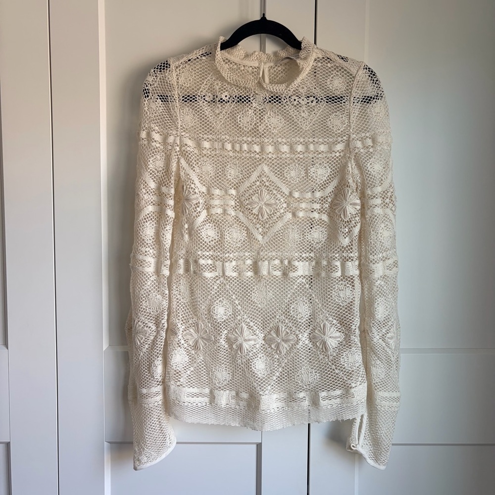 Rebecca Taylor Ivory Lace Blouse | 10 - Picture 4 of 9
